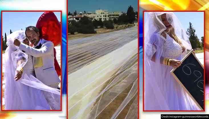 The longest wedding veil ever made was longer than 63 football fields put together. It was created in Cyprus in 2018 and measured 22,843 feet long. - MirrorLog